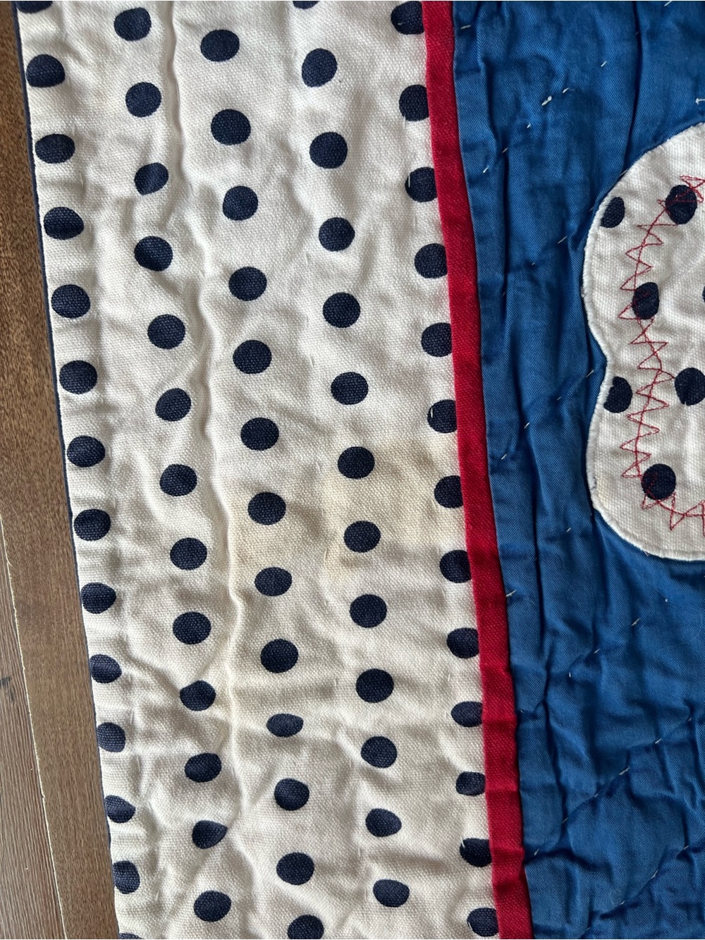 Pottery Barn Kids White Quilt with Navy Polka Dots - Picture 2 of 6